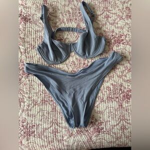 🌊 Abercrombie & Fitch Shimmer Blue Bikini Set – Underwire Top (XL) + Bottoms (L)